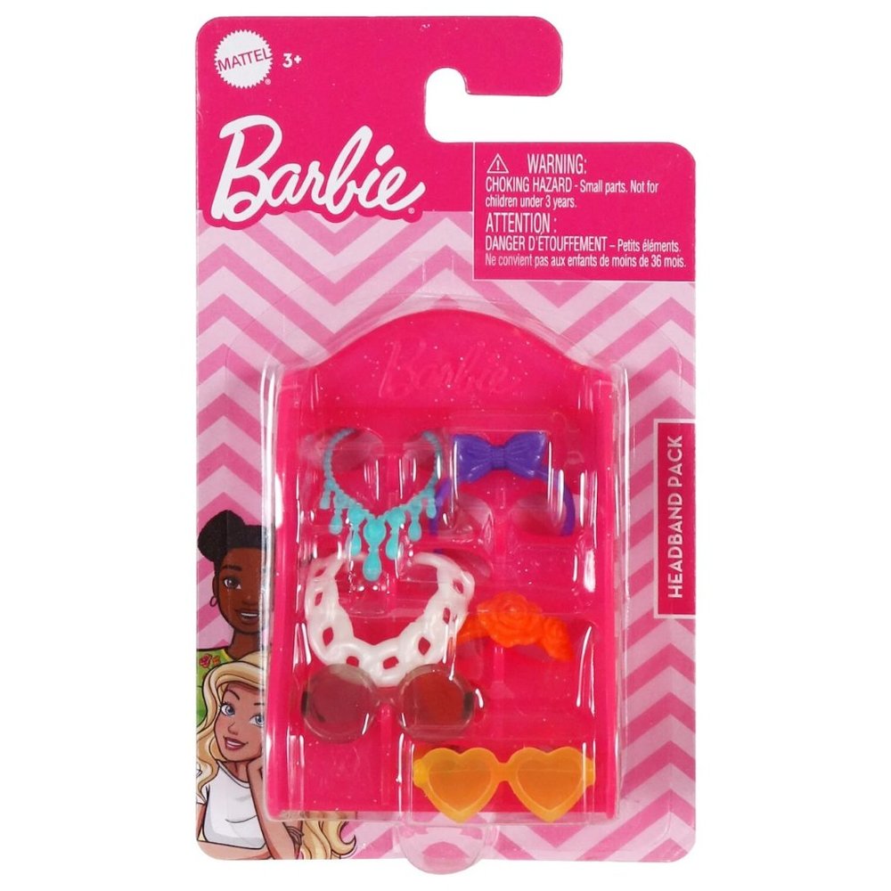 Barbie- Headband Pack - Shelf with 4 Headband, 2 sunglasses-New